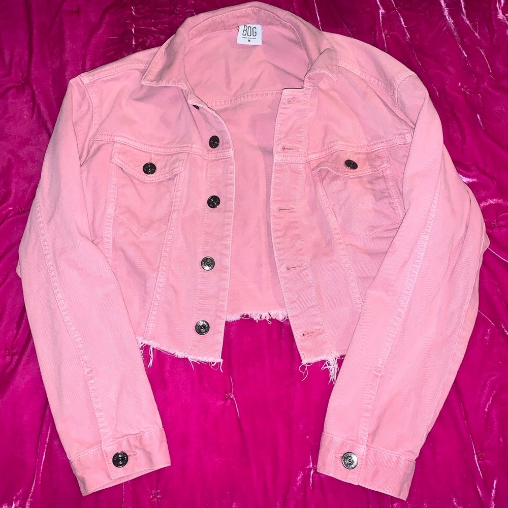 Pink Cropped Jean Jacket